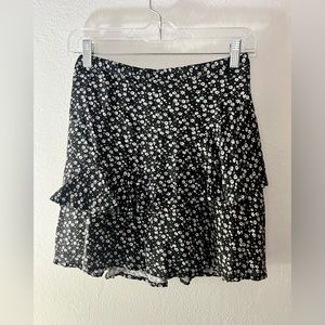 Black floral mini skirt